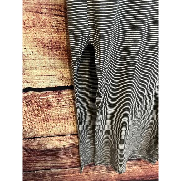 Pact Maxi Shirt Dress Sz S Striped Organic Lightweight Knit Cap Sleeve Side Slit - Picture 6 of 6
